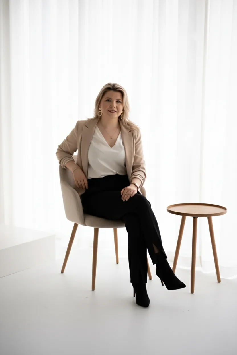 Sarah-Lee in een fauteuil